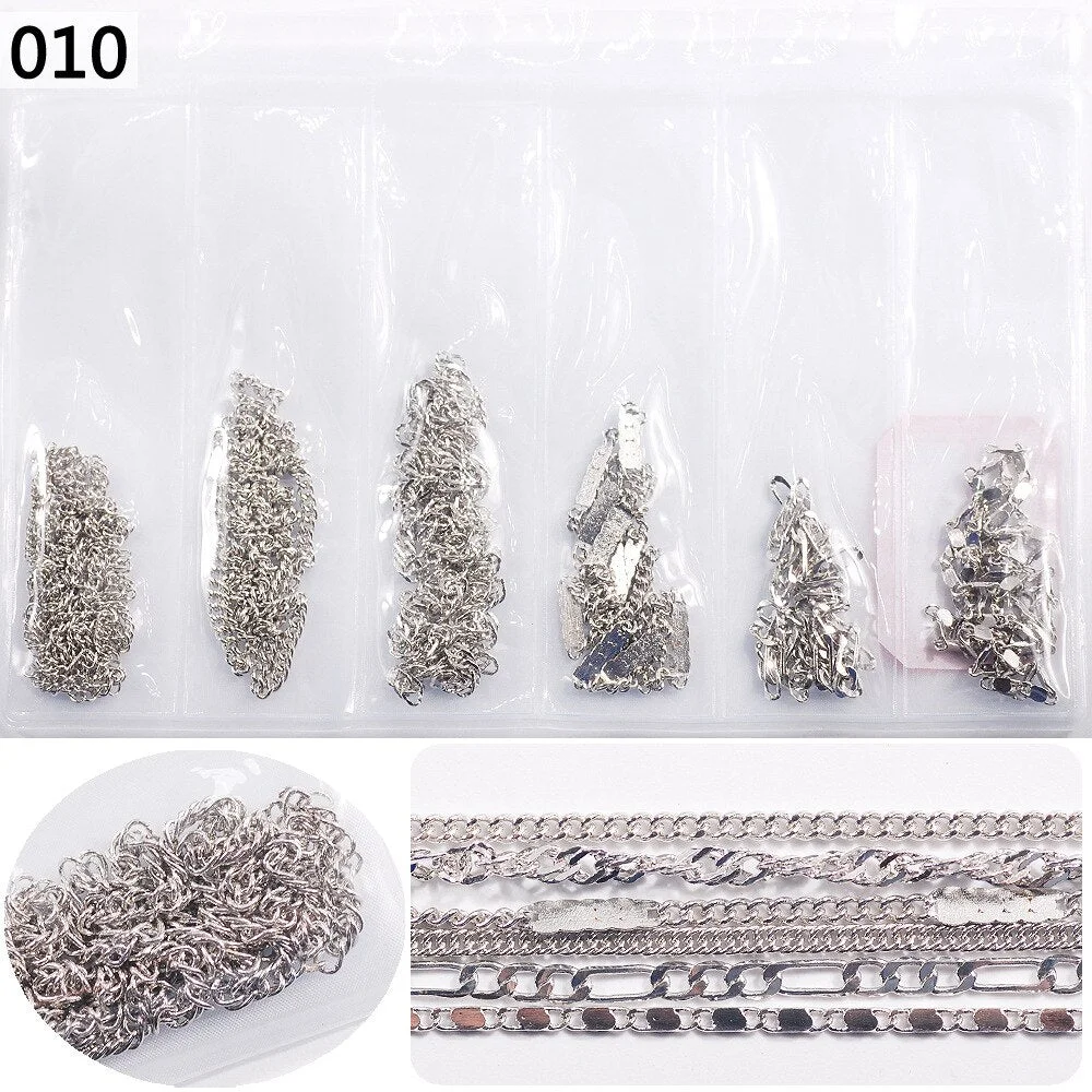 50cm / Six / Bag New Color Mixed Fashion Nail Art Creative Decoration Chain DIY Nail Art Creation Accessories 3d Charms