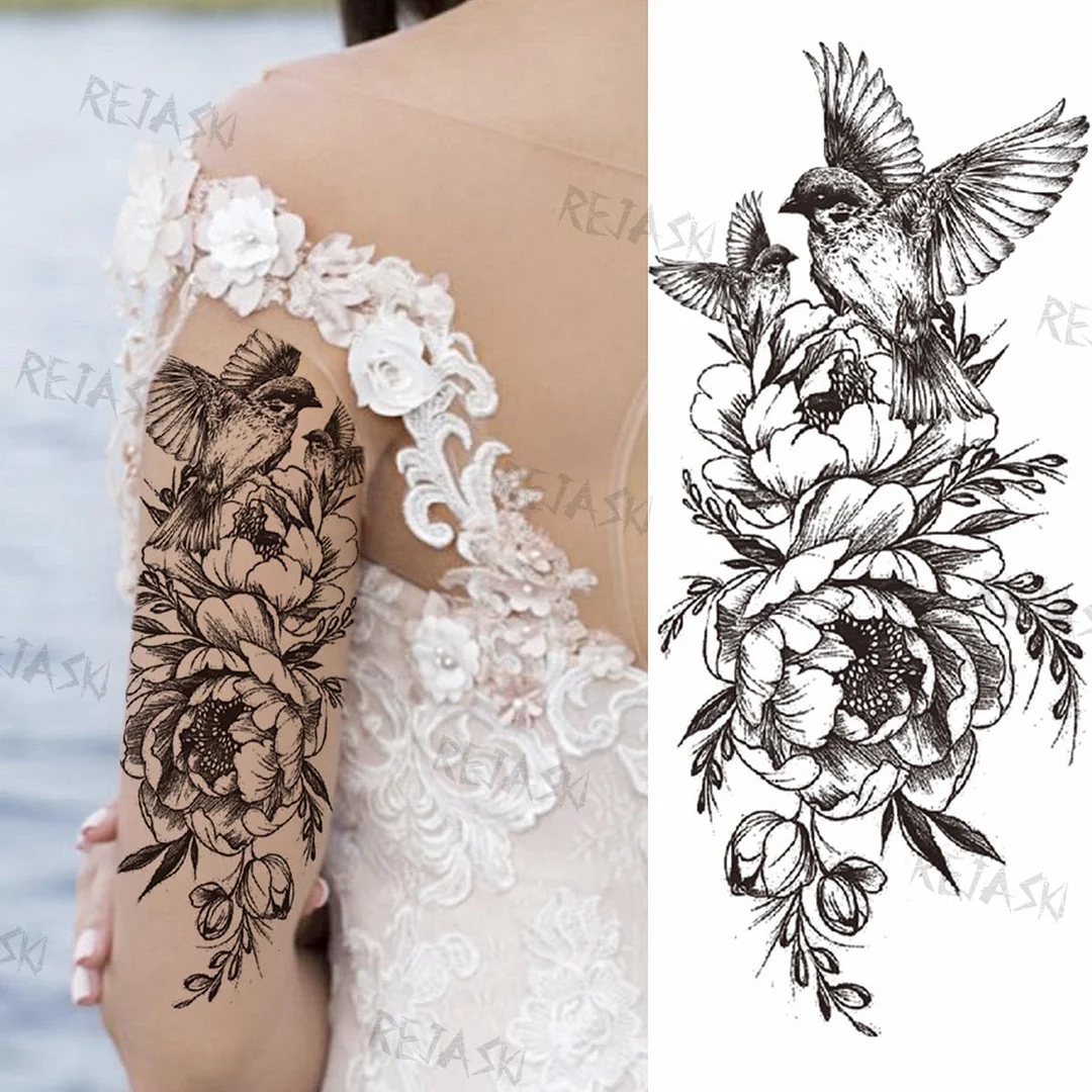 Gangster Wolf Temporary Tattoo For Women Men Death Skull Fake Tattoos Sticker DIY Harajuku Mermaid Waterproof Tatoo Body Art Arm