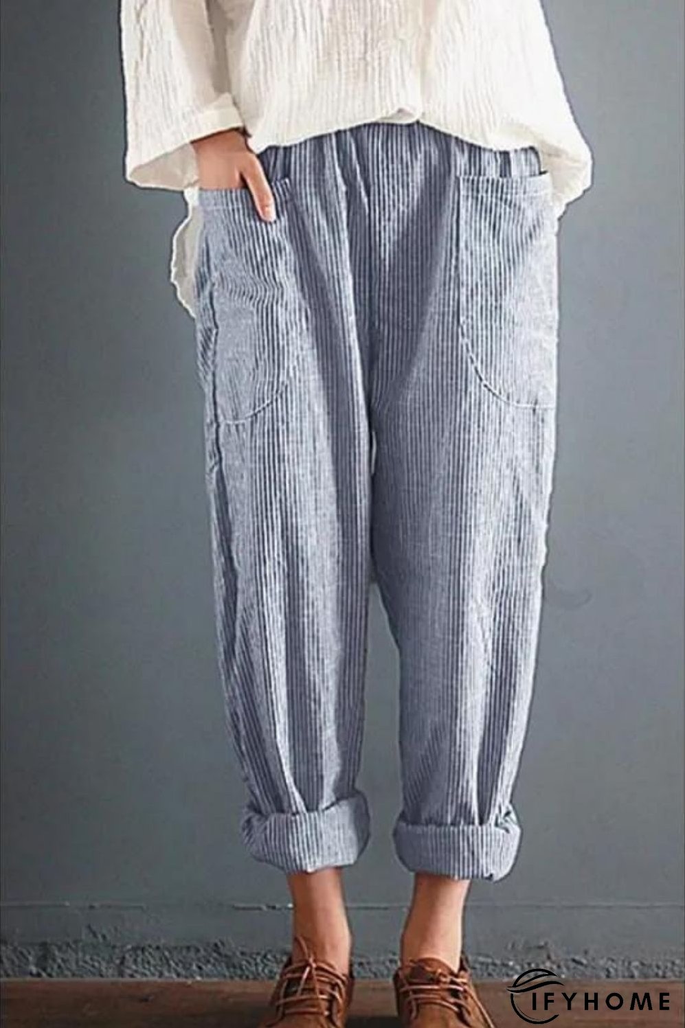 Loose Fitting Striped Pants | IFYHOME