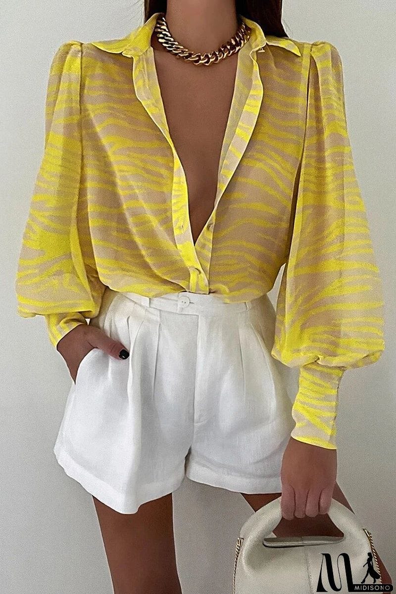 MidiSono - Elegant Floral Patchwork Turndown Collar Tops