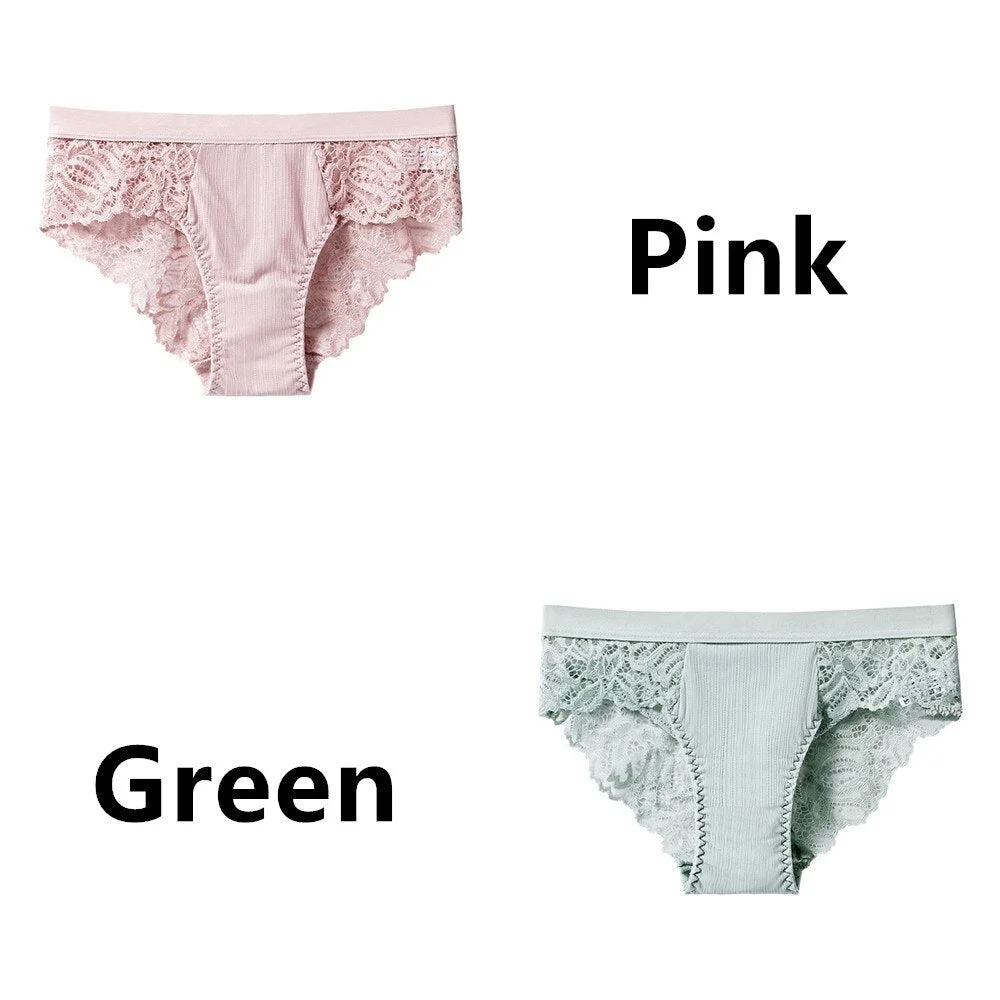 2Pcs/Lot Women's Invisible Underwear Panties Intimate Briefs For Women Sexy Transparent Floral Lace Panties Seamless Panty New