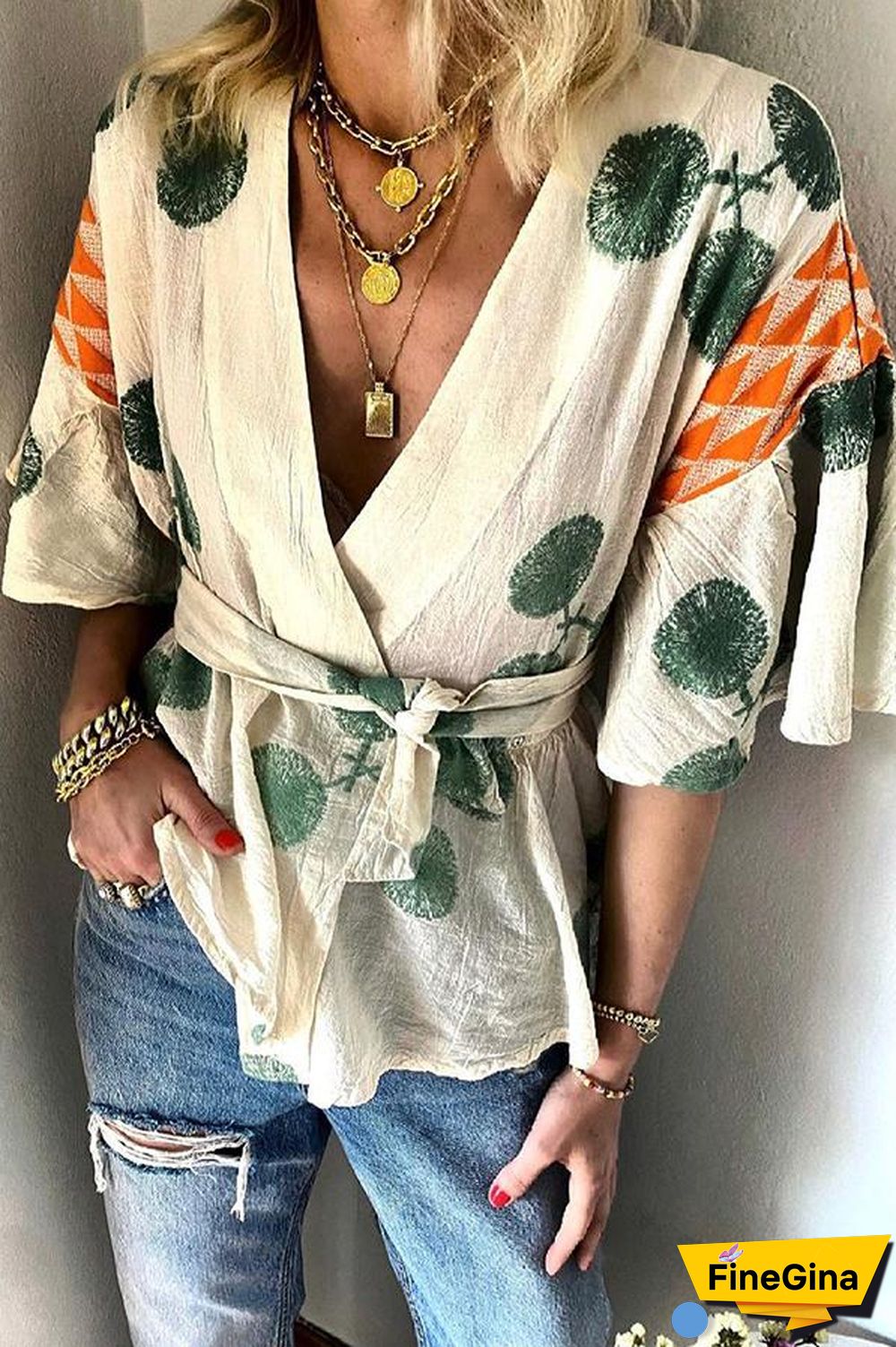 Aloha Beaches V-Neck Tie Top