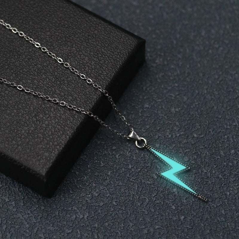 Hip-Hop Modern Style Lightning Alloy Luminous Silver Plated Women’s Pendant Necklace