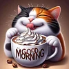 (4-Pack)Cats And Coffee-Full Round Diamond Painting 30*30CM