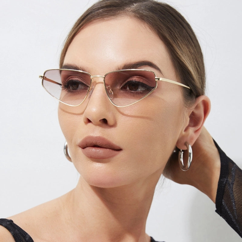 Retro Solid Color Ac Cat Eye Full Frame Women's Sunglasses