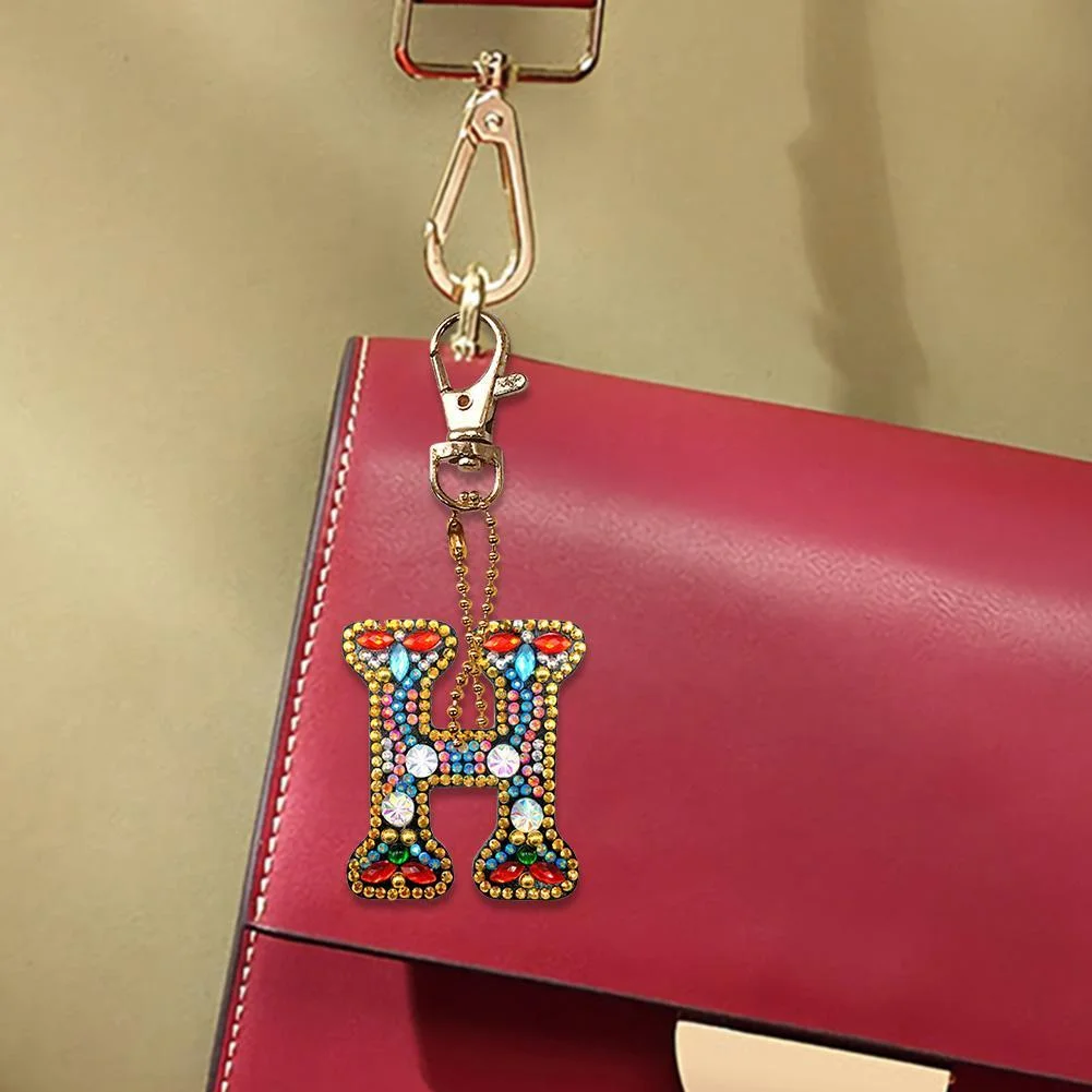 DIY Key Chain Diamond Painting Letters Women Girl Bag Keyring Pendant Gift
