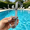 2pcs Pool Leaf Skimmer Net Holder Multifunctional Hook Design Skimmer & Cleaning Tool Bracket No-Drill Clip Installation for Home Swimming Leisure Time