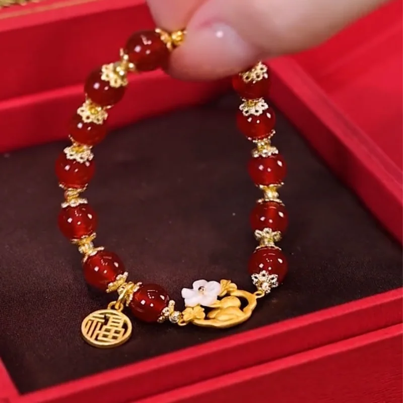 Fortune Rabbit Red Agate Bracelet