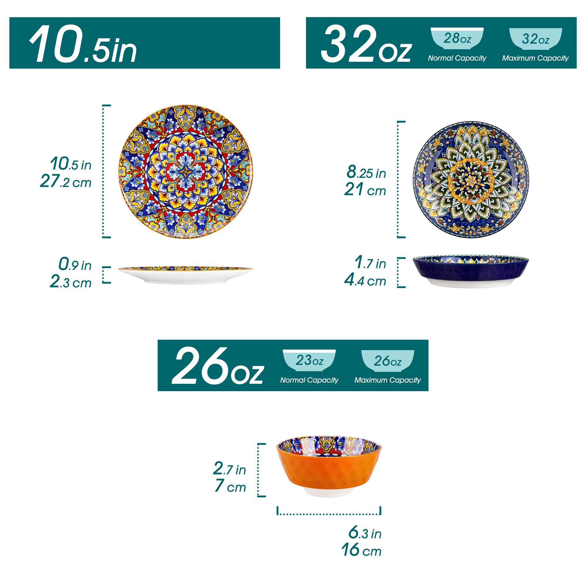 vancasso 12/16/18/24 Pieces Dinnerware Sets, Plates and Bowls Set, Porcelain Dishes Set for 4/6, Microwave and Dishwasher Safe, Scratch Resistant, Bohemian Style Dining Ware Service for 6, Series SIMI vancasso 12/16/18/24 Pieces Dinnerware Sets, Plates and Bowls Set, Porcelain Dishes Set for 4/6, Microwave and Dishwasher Safe, Scratch Resistant, Bohemian Style Dining Ware Service for 6, Series SIMI