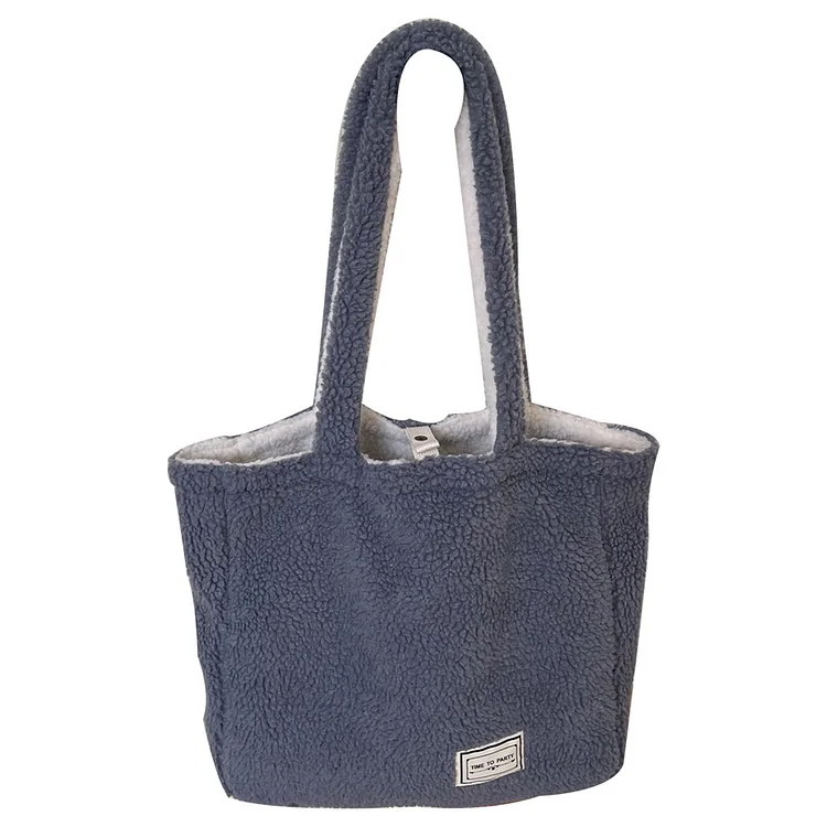Fleece Designer Shoulder Bag Hit Color Winter Women Student Handbags (Blue)