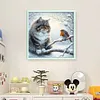 Winter Cat And Bird-11CT Stamped Cross Stitch 40*40cm/15.75*15.75in tapestrymarket