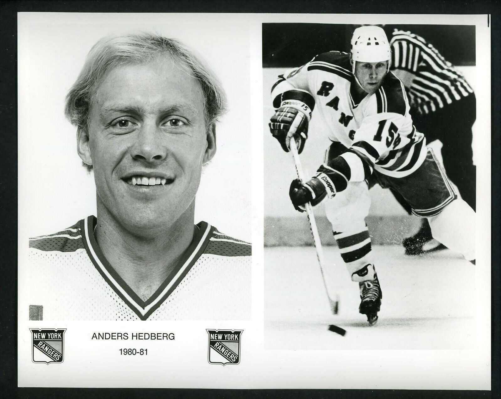 Anders Hedberg New York Rangers team issued 1980 Press Photo Poster painting