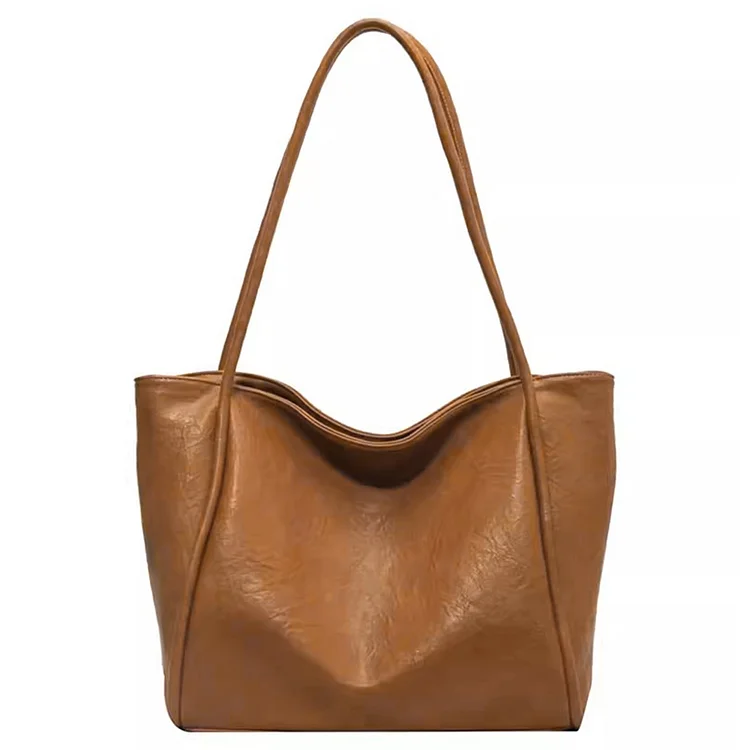 Women Chic Armpit Bag Solid Color PU Tote Bag Elegant Handbag for Outdoor Travel