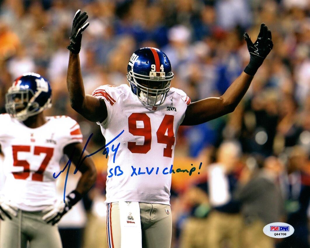 Mathias Kiwanuka SIGNED 8x10 Photo Poster painting SB XLVI Champ Giants ITP PSA/DNA AUTOGRAPHED