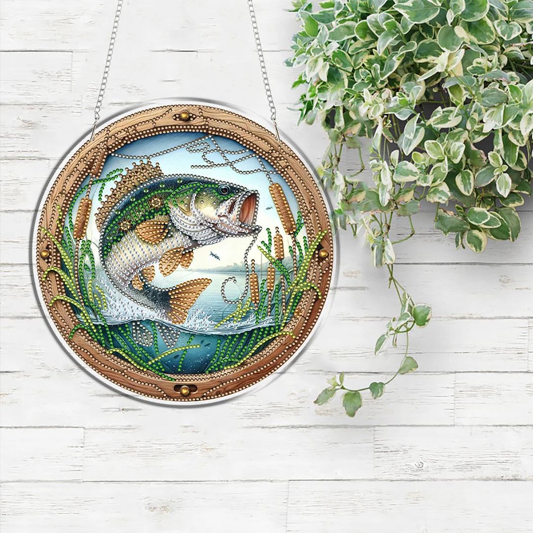 Fish 2D Flat DIY Acrylic Diamond Art Pendant Craft Kit for Home Wall Decoration