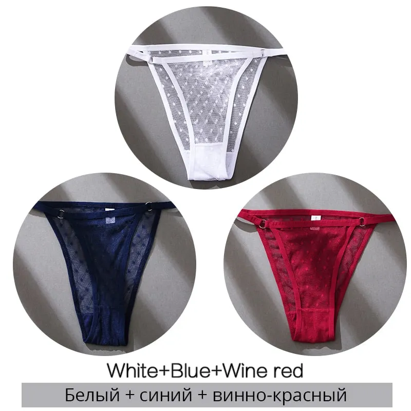 FINETOO M-2XL Sexy Panties Women Dot Lace Bikini Underpants Low Waist Lace Underwear Plus Size Panty Ladies Lingerie Girls Panty