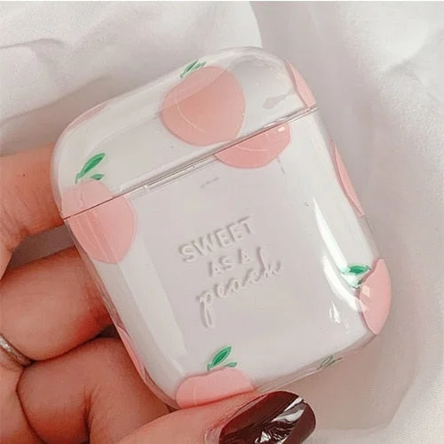 Sweet Peach Cherry Transparent Apple AirPods Protective Case Cover