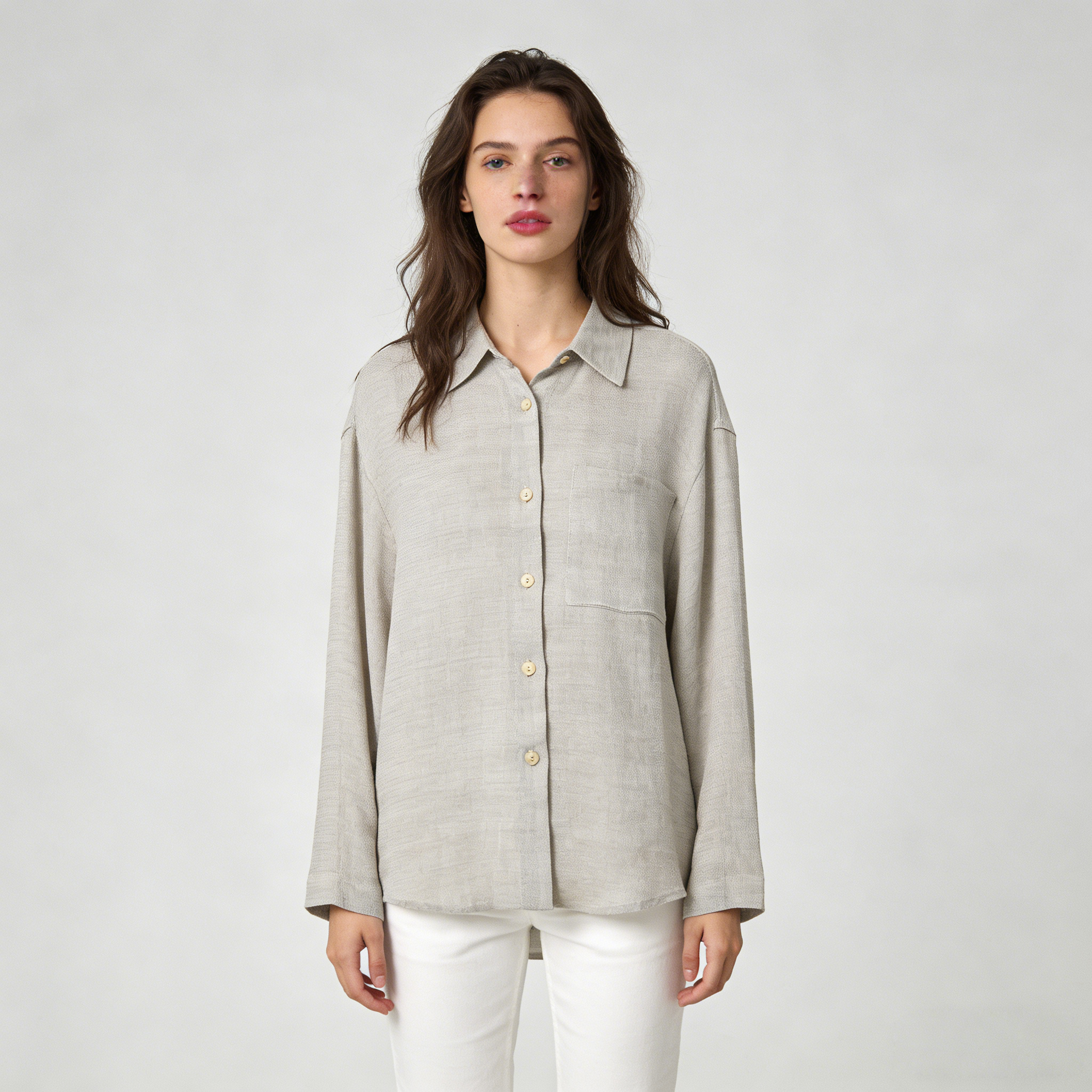 Linen Shirt Women 100% Linen Oversized Chest Pocket Top REAL SILK LIFE