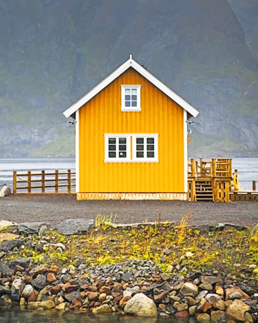 

Yellow House In Winter Season – Paint By Numbers - 40*50CM, 501 Original