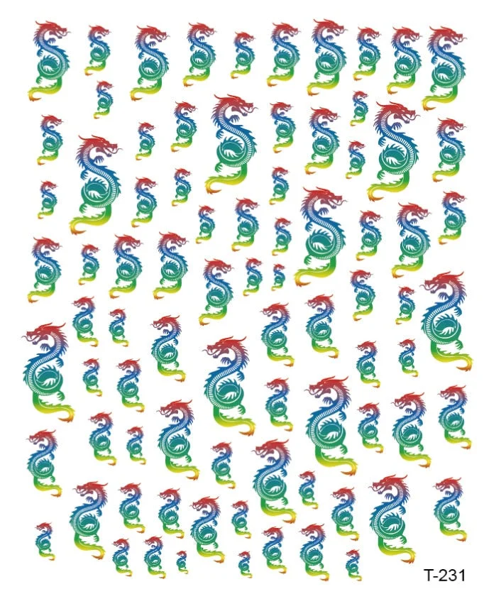 3D Nail Stickers Snake Dragons Design Adhesive Water Transfer Stickers DIY Nail Art Decoration Manicure Salon Acrylic Tips Tool-Nail Inspo