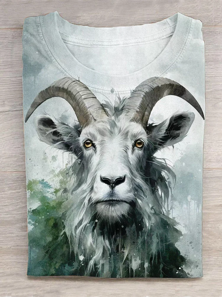 Watercolor Goat Art Design T-Shirt