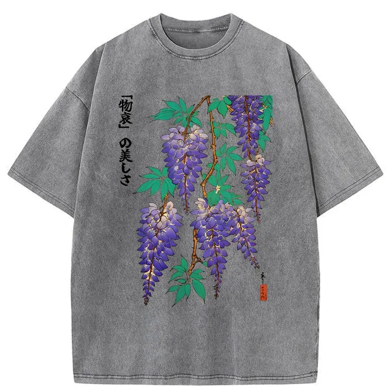 Wisteria Flowers Washed T-shirt artswardrobe