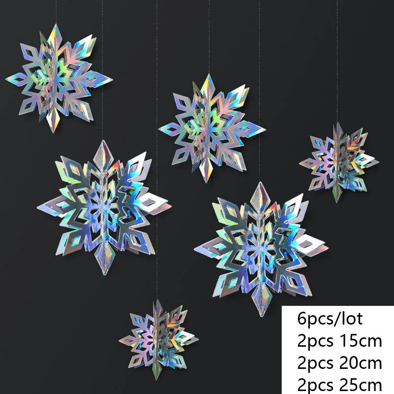 3D Artificial Snowflakes Paper Garland Banner Christmas Decorations for Home Winter Birthday Party Fake Snow New Year Ornaments