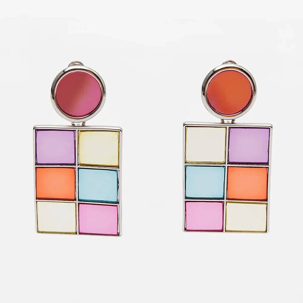 Dvacaman 2020 New Fashion Irregular Ceramic Pendant Earrings Women Vintage Handmade Resin/Wood/Metal Long Drop Earrings Jewelry