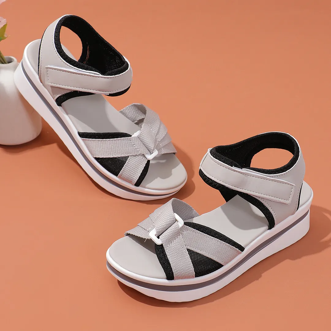 Breakj Breakj New Sandals Women's Large-Size Thick-Bottomed Flat-Bottomed Magic Stick Daily Leisure Beach Sandals