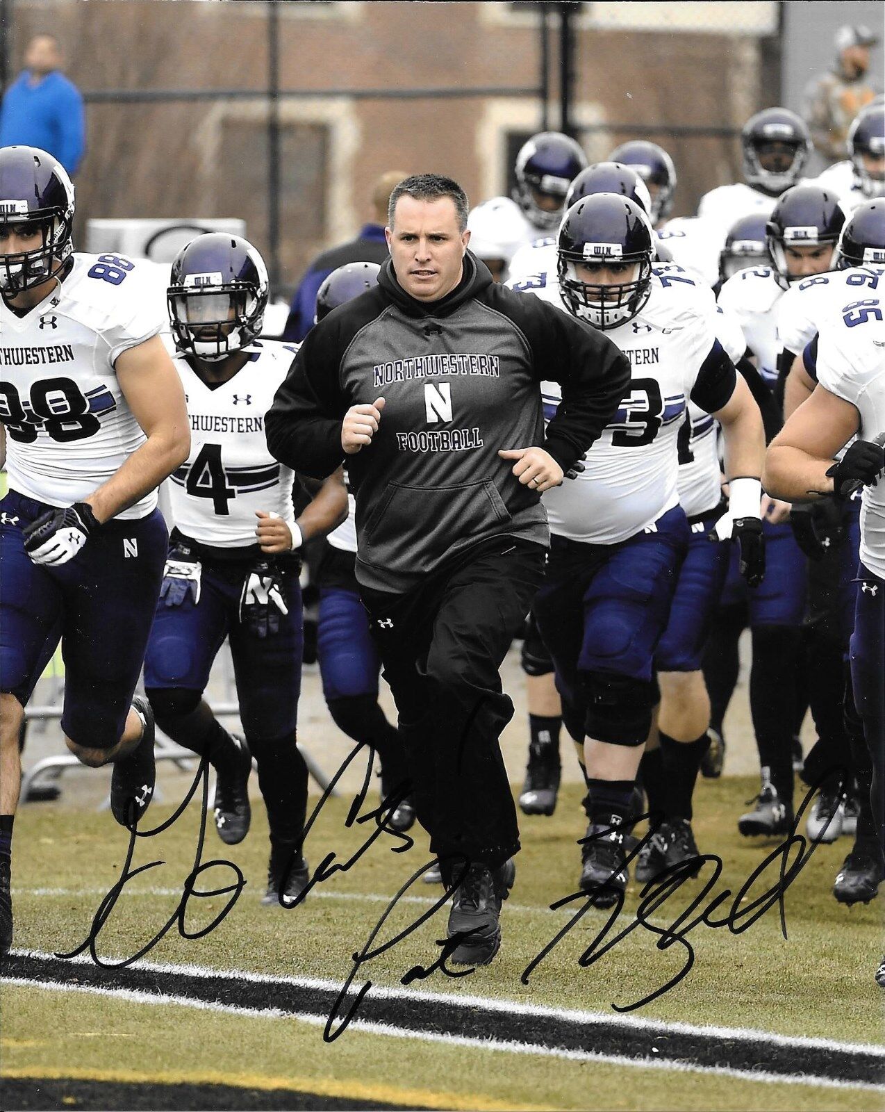 PAT FITZGERALD HAND SIGNED NORTHWESTERN WILDCATS 8X10 Photo Poster painting W/COA