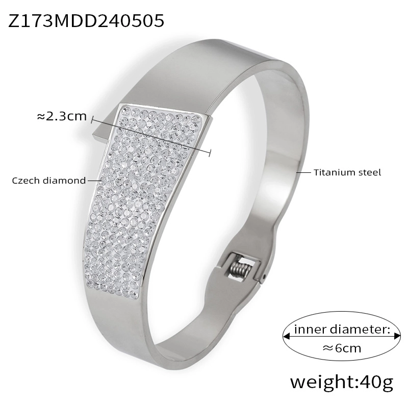 Casual Elegant Minimalist Geometric 304 Stainless Steel 18K Gold Plated Rhinestones Bangle In Bulk