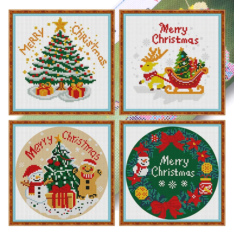 【Mona Lisa Brand-Cotton】Christmas collection 24*24cm 11CT Stamped Canvas Cross Stitch gbfke
