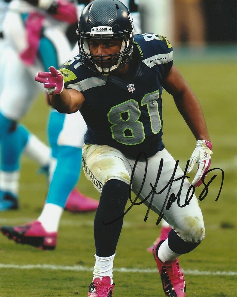 GOLDEN TATE SIGNED SEATTLE SEAHAWKS FOOTBALL 8x10 Photo Poster painting #2 NFL AUTOGRAPH