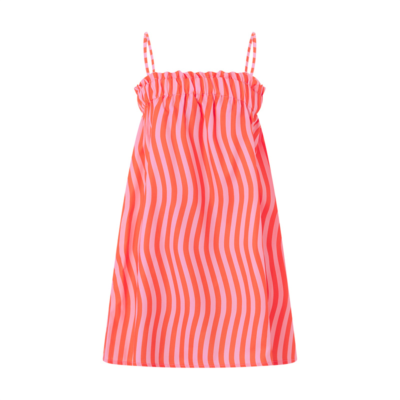 Summer Mini Dress Women y2k Clothes Striped Square Collar Spaghetti Strap Sleeveless Loose Dress Beach Party Dresses