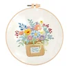 Flowers-DIY Embroidery Kit with Pattern Cotton Threads Needles Hoop 30*30cm/11.8*11.8in
