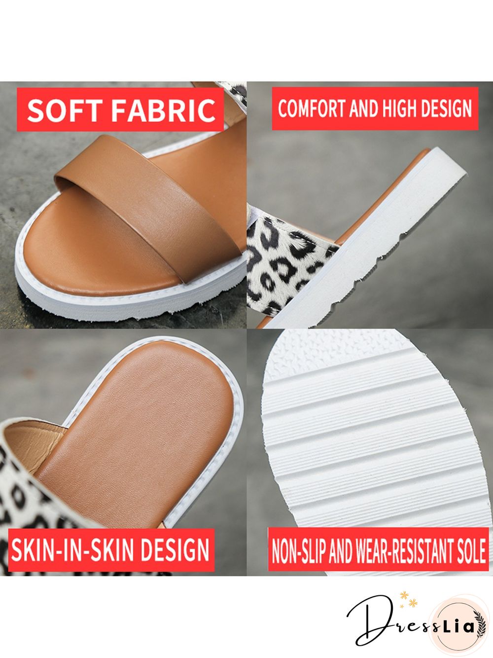 Leopard Print Snake Print Zebra Print Cow Print Strap Casual Slippers