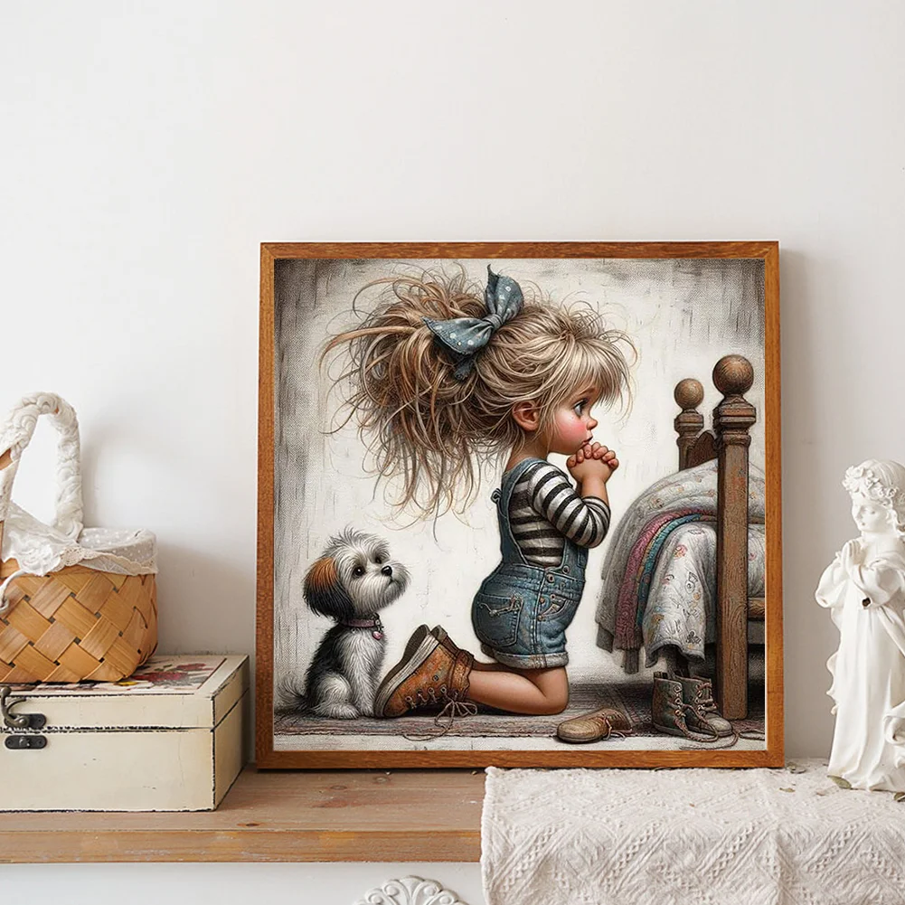 Diamond Painting - Full Round Drill - Grandma Girl(Canvas|30*30cm)