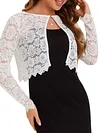 Elegant Women's Lace Cardigan Sweater - Polyamide Knit Fabric, Solid Color, Round Neck, Spring/Summer/Autumn Collection