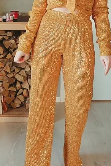 Christmas carnival party sequined straight trousers