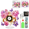 (US Local)Acrylic Special Shape Flower Butterfly Diamond Painting Clock Ornaments Kit