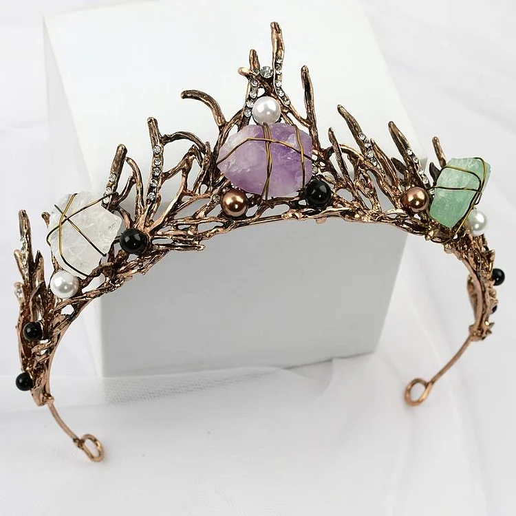 Olivenorma "Elf Princess" Natural Stone Tangled Vines Crystal Crown