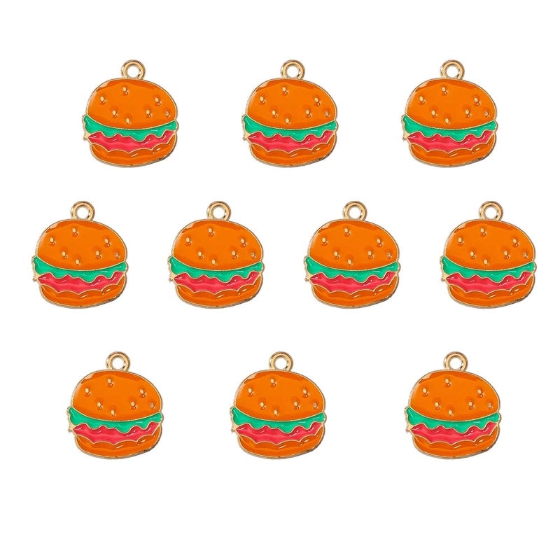 10 PCS/Package 14.2*21.7mm 19.3*17.3mm 21*25.5mm Alloy Easter Egg Hamburger Fried Egg Jewelry Accessories Pendant
