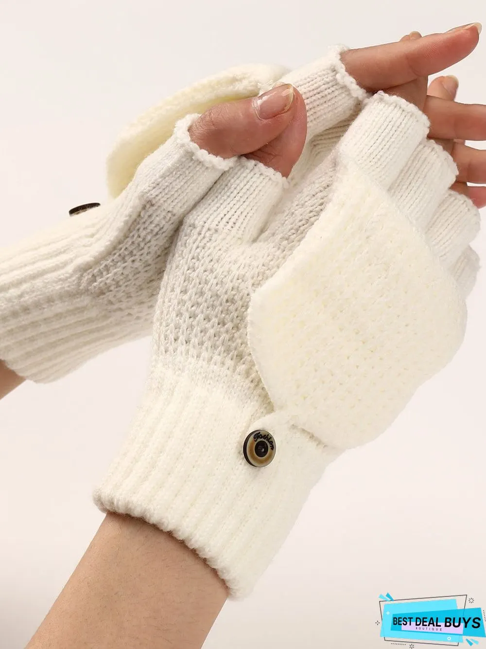 Casual Solid Color Flip-Up Five-finger Gloves Daily Commuting Home Accessories