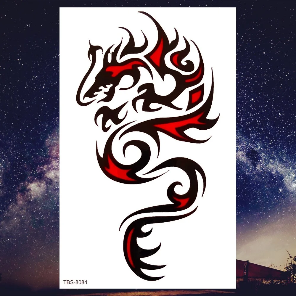 Sdrawing Henna Fake Temporary Tattoos For Men Women Black Creative Wolf Tattoo Sticker Geometric Tribe Owl Skeleton Tatoos Body Arms