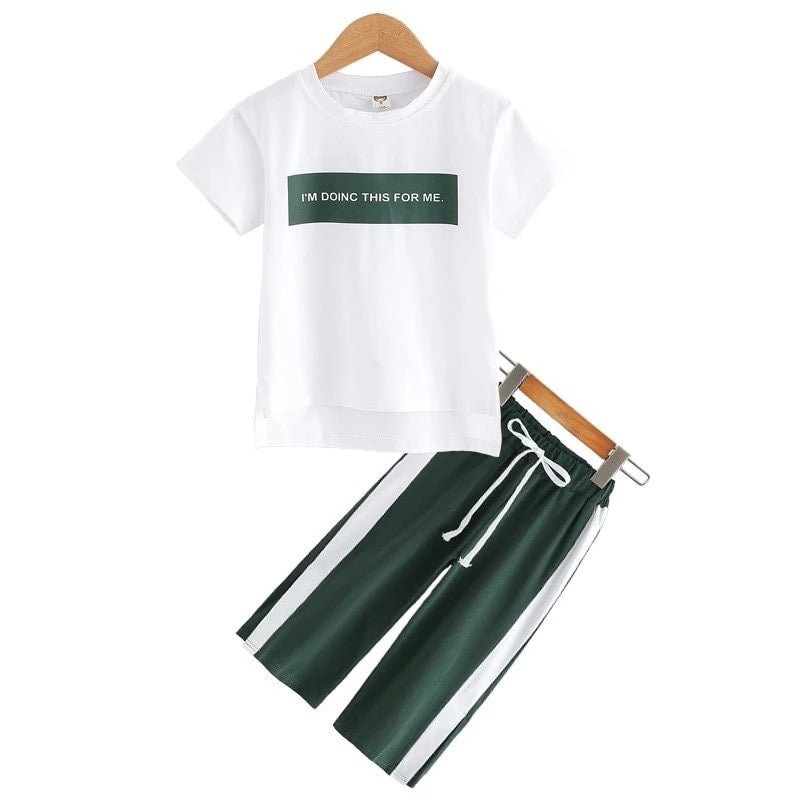 Girls T Shirt Tops Sweatpants Sport Suit Clothes