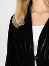 Women's Elegant Velvet Blazer, Long Sleeve, Solid Color, Casual Polyester Suit Jacket, No Belt, Fall/Winter Season, H-Shape, Open Front with Single Button, No Waterproof, Knitted Fabric