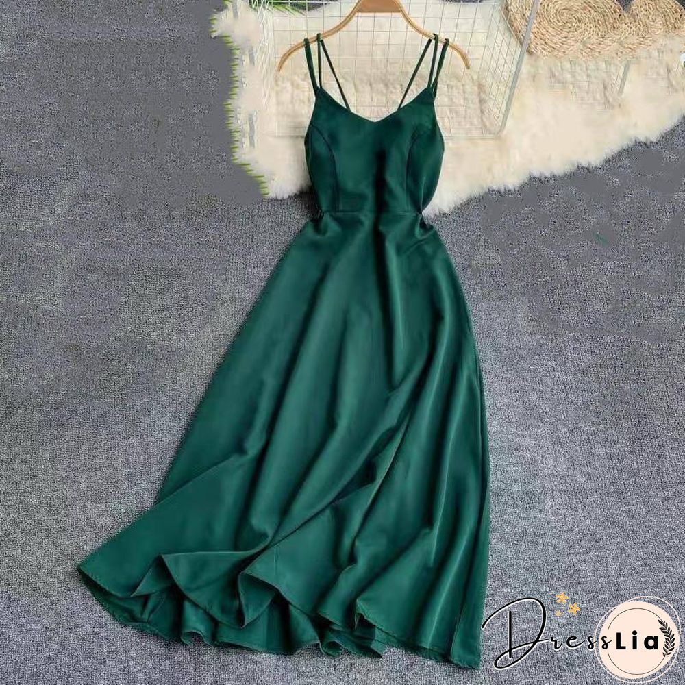 Marwin New-Coming Spring Summer Holiday Long Dress Cross Spaghetti Strap Open Back Beach Style Ankle-Length Women Dresses