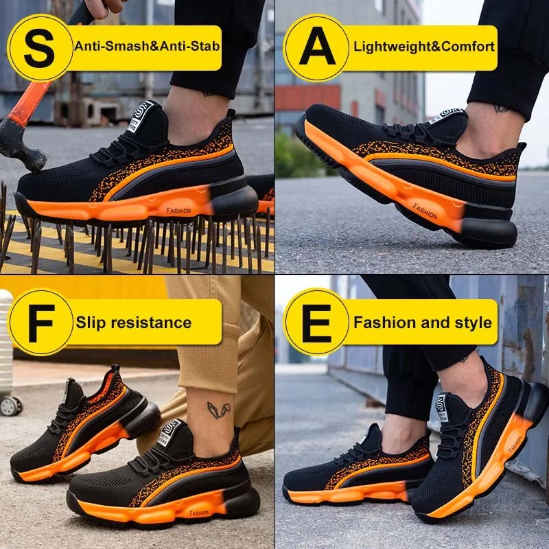 Free Shipping Work Safety Shoes Men Short Boots With Steel Toecap Anti Smashing Lightweight Sneaker Breathable All Season Shoes