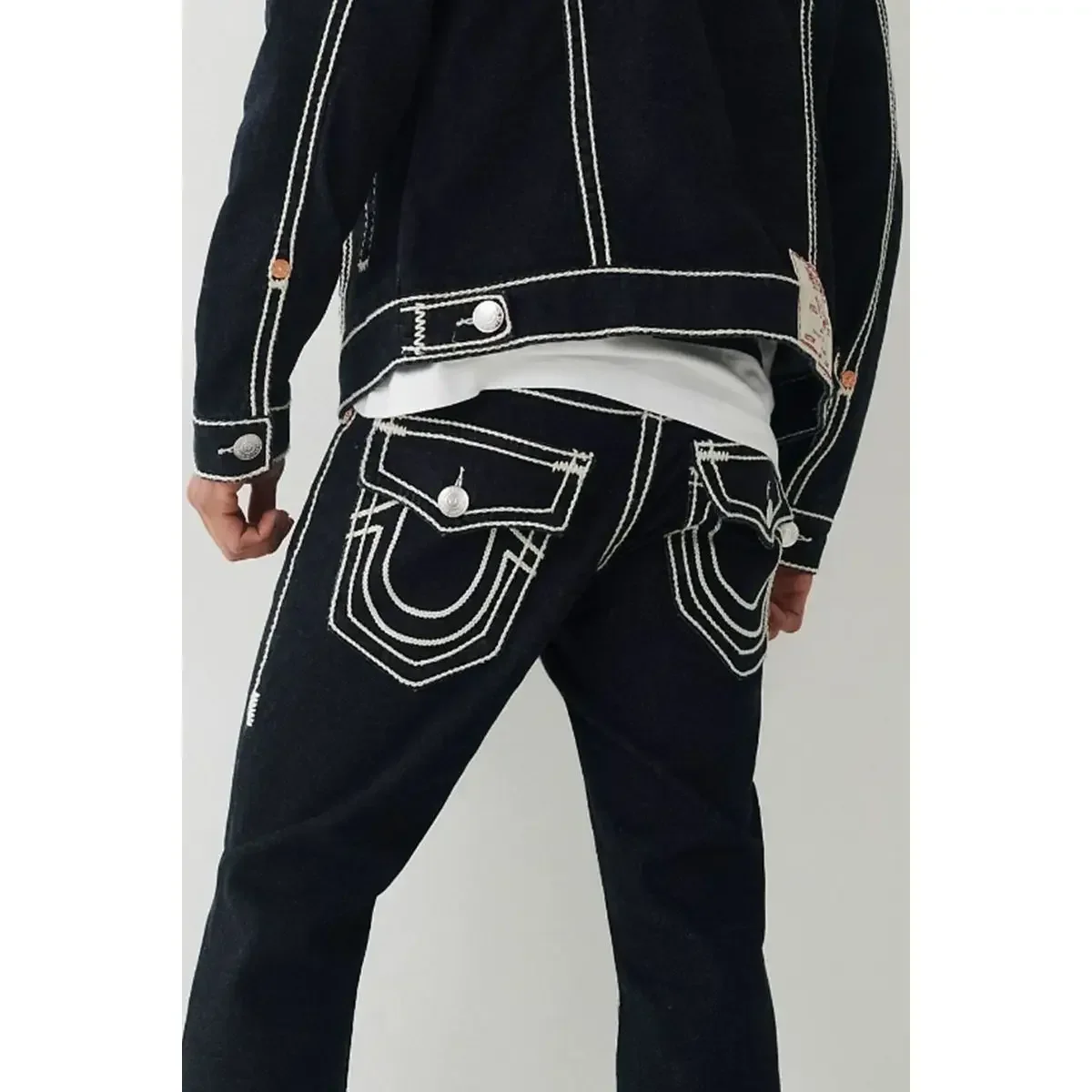 Lookouta Streetwear Retro Blue Jeans Y2K Clothes Mens Womens Harajuku Hip Hop Pocket Embroidered Baggy Jeans Low Rise Wide Leg Trousers