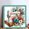 Flower Sewing Machine-14CT Stamped Cross Stitch 40*40cm/15.75*15.75in tapestrymarket
